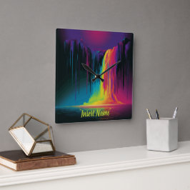 Magische Kaskade, fesselnde Ruhe Quadratische Wanduhr