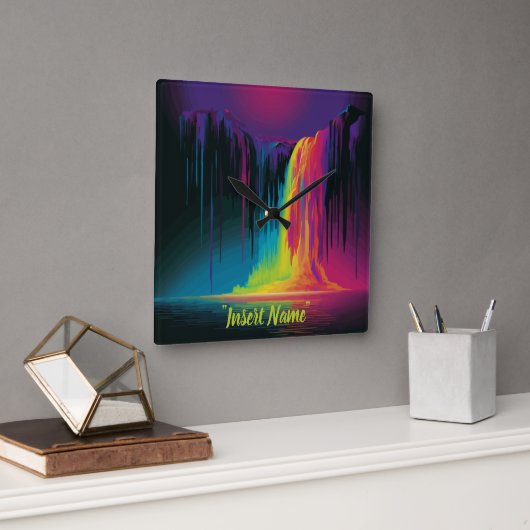 Magische Kaskade, fesselnde Ruhe Quadratische Wanduhr (Büro)