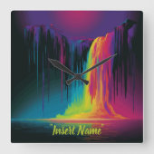 Magische Kaskade, fesselnde Ruhe Quadratische Wanduhr (Vorderseite)