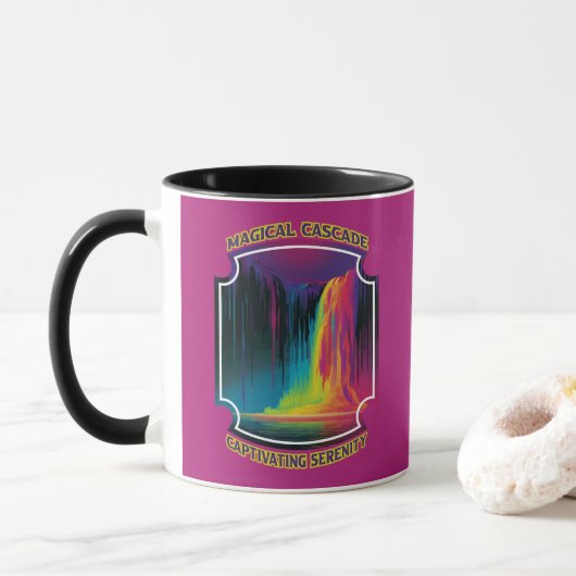 Magische Kaskade, fesselnde Ruhe Tasse (Mit Donut)