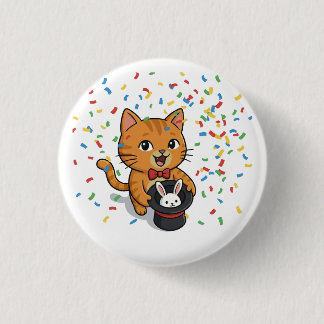 Magische Katze mit Hasenhutknopf Button