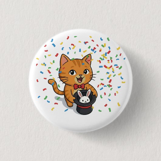 Magische Katze mit Hasenhutknopf Button (Vorderseite)