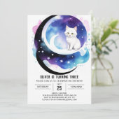 Magische Katze Printable Geburtstag Einladung (Stehend Vorderseite)