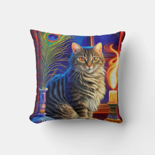 Magische Katze und schwingender Geist Halloween Kissen
