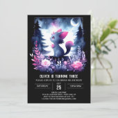 Magische Kinder Katze Geburtstag Einladung (Stehend Vorderseite)