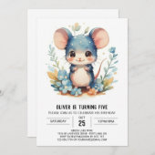 Magische Kinder Maus Geburtstag Einladung (Vorne/Hinten)