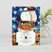 Magische Kinder Schatzsuche Pirate Geburtstag Einladung (Stehend Vorderseite)