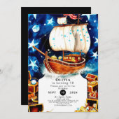 Magische Kinder Schatzsuche Pirate Geburtstag Einladung (Vorne/Hinten)