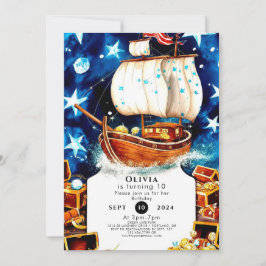 Magische Kinder Schatzsuche Pirate Geburtstag Einladung