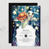 Magische Kinder' Schildkröte Geburtstag Einladung (Vorne/Hinten)