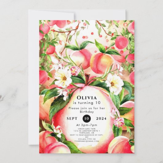 Magische Kinderpfirsiche Geburtstag Einladung (Vorderseite)