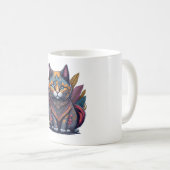 Magische Kontur Wasserfarbe Bohemische Katze Kaffeetasse (VorderseiteRechts)
