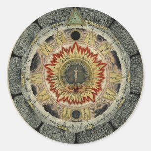 Magische kosmische Rose Mandala Round Stickers