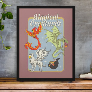Magische Kreaturen Vintage Grafik Poster