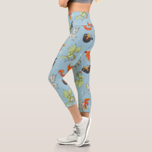 Magische Kreaturen Vintage-Muster Capri Leggings