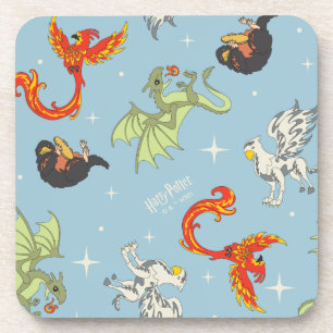 Magische Kreaturen Vintage-Muster Getränkeuntersetzer