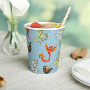 Magische Kreaturen Vintage-Muster Pappbecher