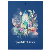 Magische Kristalle Boho Navy Dreamcatcher Klemmbrett (Rückseite)