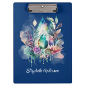 Magische Kristalle Boho Navy Dreamcatcher Klemmbrett (Vorderseite)