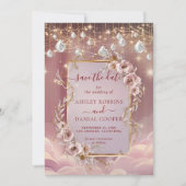 Magische Kristalle fallen Gold Akzent Save the Dat Einladung (Vorderseite)