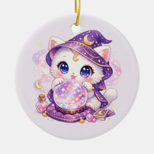 Magische Kristallkugel Katze Keramik Ornament
