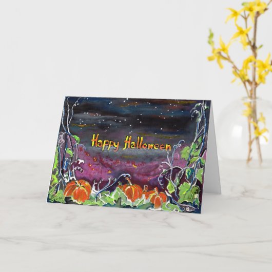 Magische Kürbis-Halloween-Sammlung Karte (Gelbe Blume)