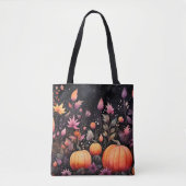 Magische Kürbis Lila und orange Herbstblätter Tasche (Vorderseite)