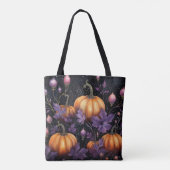 Magische Kürbis Lila und orange Herbstblätter Tasche (Rückseite)