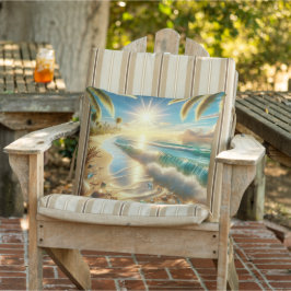 Magische Küste mit Blauen Waves und Meerglas Kissen