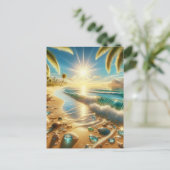 Magische Küste mit Blauen Waves und Meerglas Postkarte (Stehend Vorderseite)