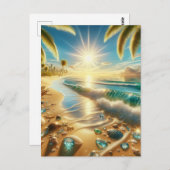 Magische Küste mit Blauen Waves und Meerglas Postkarte (Vorne/Hinten)