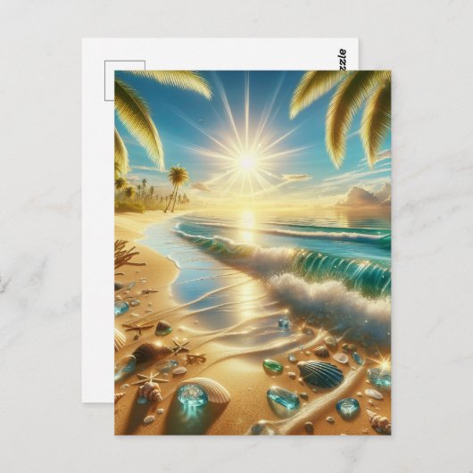 Magische Küste mit Blauen Waves und Meerglas Postkarte (Vorne/Hinten)