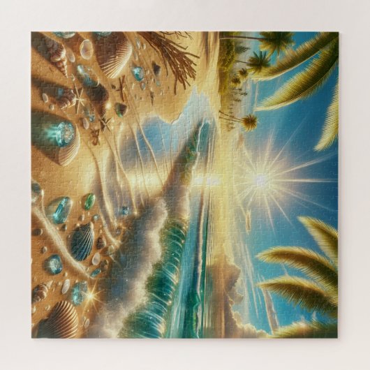 Magische Küste mit Blauen Waves und Meerglas Puzzle (Horizontal)