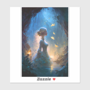 Magische Lady in Water Fantasy Art Aufkleber