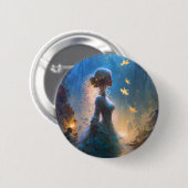 Magische Lady in Water Fantasy Art Button (Vorne & Hinten)