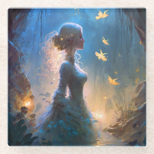 Magische Lady in Water Fantasy Art Glasuntersetzer (Vorderseite)
