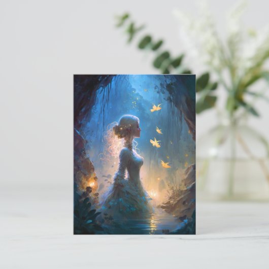 Magische Lady in Water Fantasy Art Postkarte (Stehend Vorderseite)