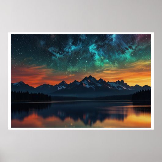 Magische Landschaft der Nordlichter Poster (Vorne)