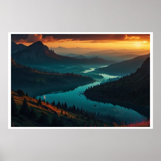 Magische Landschaft der Nordlichter Poster (Vorne)