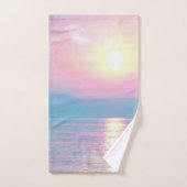 Magische Landschaft in rosa Sonnenuntergang Badhandtuch Set (Handtuch)