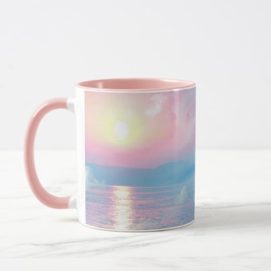 Magische Landschaft in rosa Sonnenuntergang Tasse (Links)