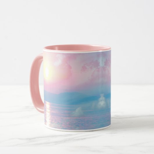 Magische Landschaft in rosa Sonnenuntergang Tasse (Vorderseite Links)