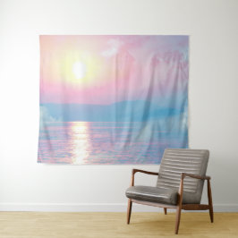 Magische Landschaft in rosa Sonnenuntergang Wandteppich