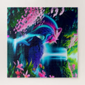 Magische Landschaft Wasserfall und Blume Zwei Puzzle (Horizontal)