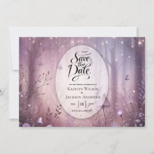 Magische Lavendel-Feenglühbirnen Hochzeit Save The Date