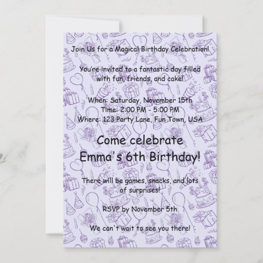 Magische Lavendel zum Geburtstag Einladung für Kin (Vorderseite)