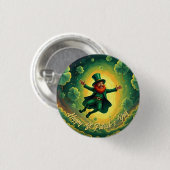 Magische Leprechaun St. Patrick's Day Kunst Button (Vorne & Hinten)