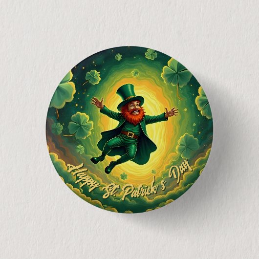 Magische Leprechaun St. Patrick's Day Kunst Button (Vorderseite)