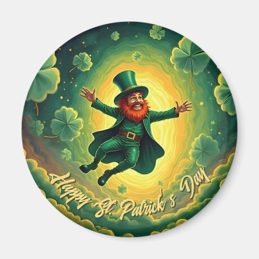Magische Leprechaun St. Patrick's Day Kunst Magnet (Vorne)