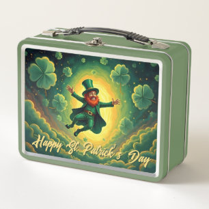 Magische Leprechaun St. Patrick's Day Kunst Metall Brotdose